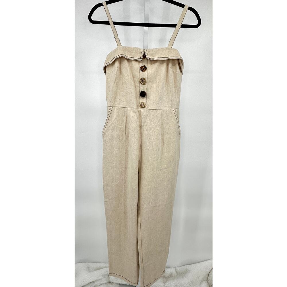 Anthro Moon River Cotton Button Front Jumpsuit S NWT